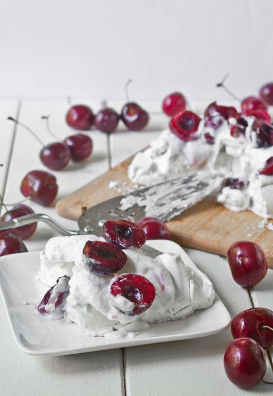 Cherry Coconut Pavlova Plated