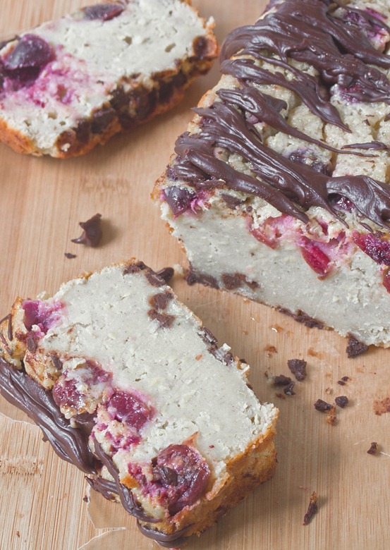 Dark Chocolate Cherry Zucchini Bread Overhead