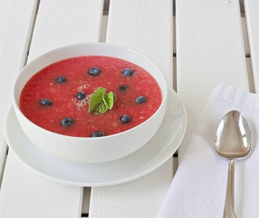 Easy Chilled Watermelon Soup Plated