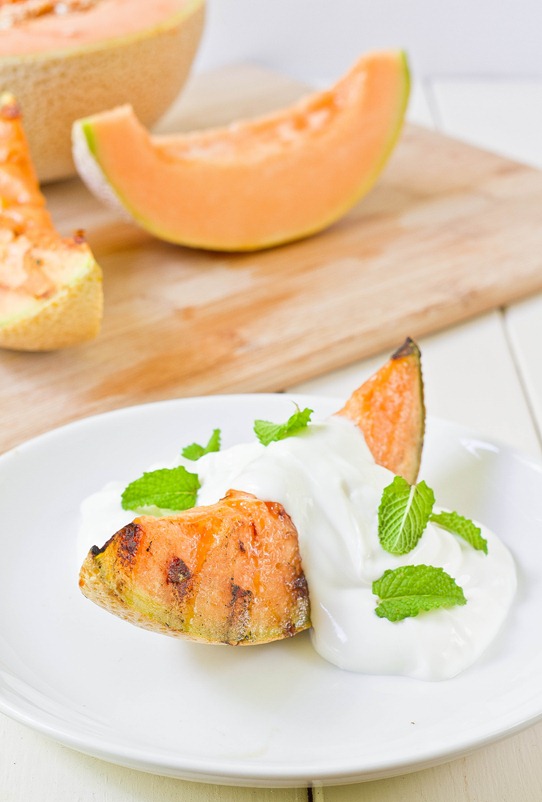 Grilled Cantaloupe With Yogurt And Mint Serving