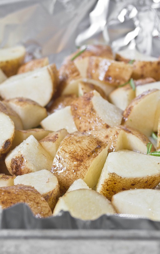 Vanilla Rosemary Potatoes Baking