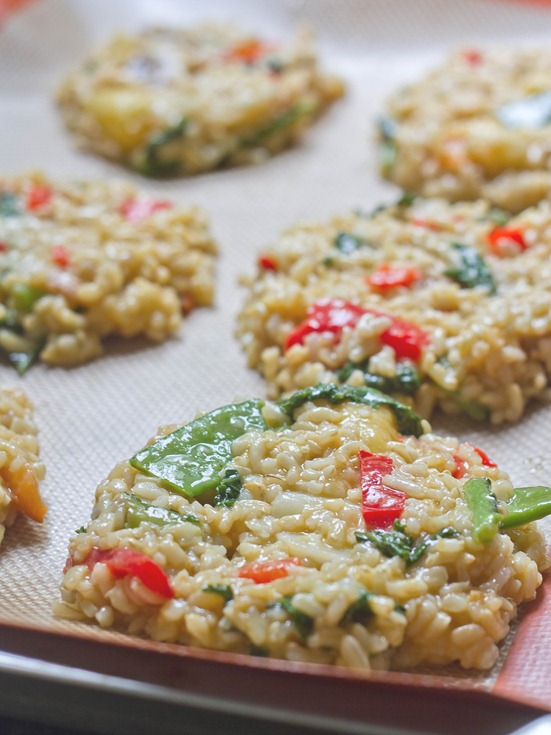 Asian Stir-Fry Rice And Veggie Burgers Prepped