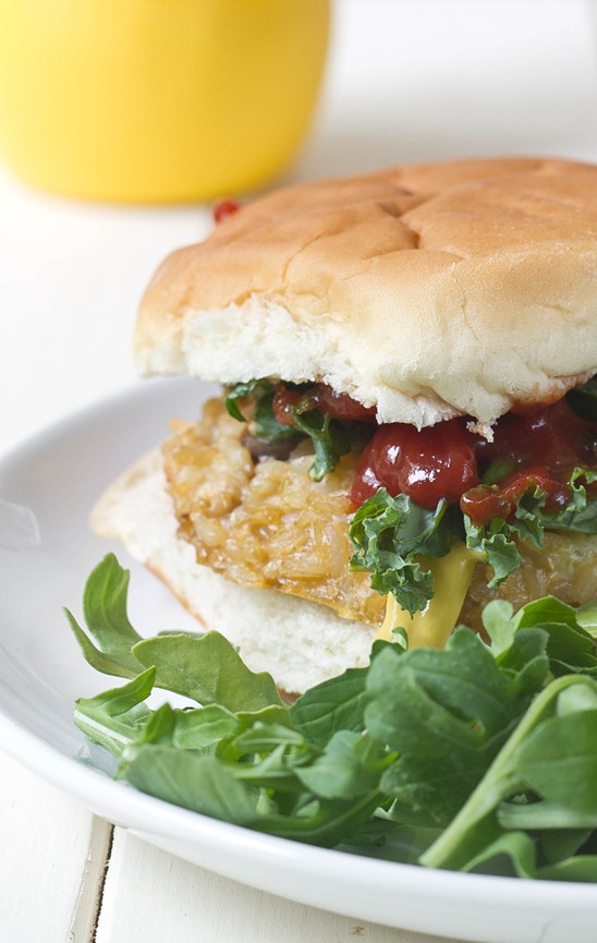 Asian Stir-Fry Rice And Veggie Burgers Serving