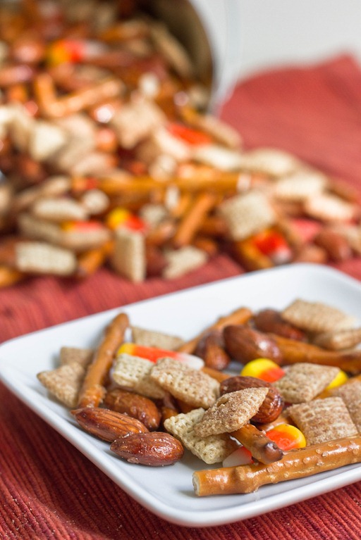 Salty-Sweet Halloween Chex Mix Serving