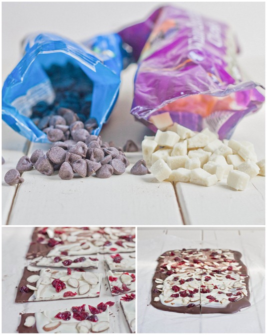 White Chocolate Cherry Almond Bark Collage