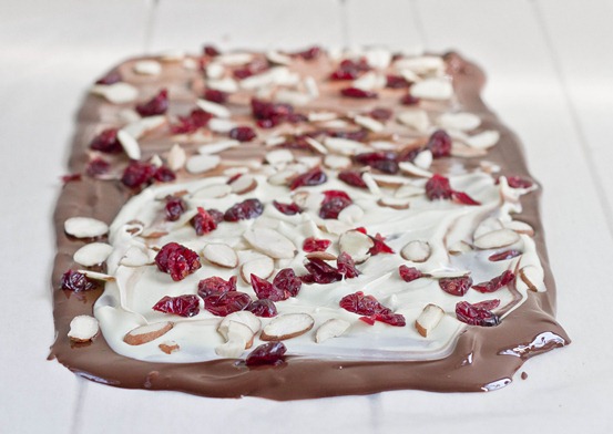 White Chocolate Cherry Almond Bark Drying