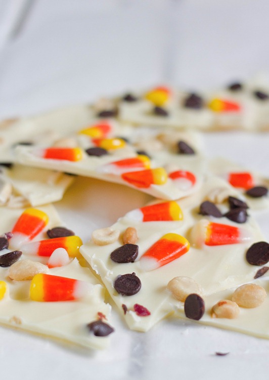 White Chocolate Candy Corn Bark Broken