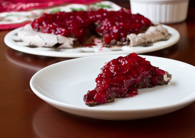 Chocolate Cranberry Pavlova Slice