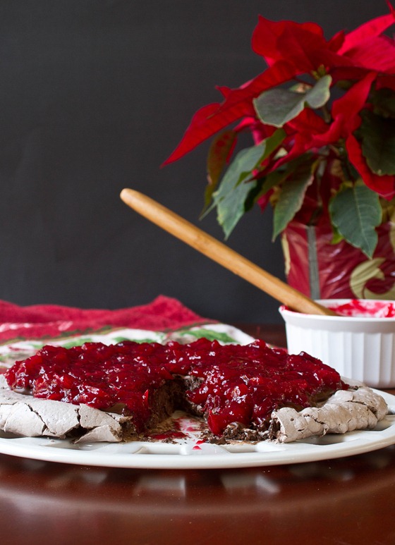 Chocolate Cranberry Pavlova