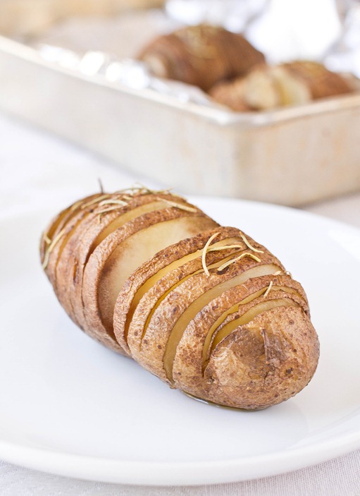 Vegan Rosemary Hasselback Potatoes