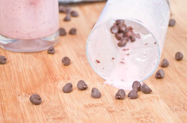 Strawberry Chocolate Chip Smoothies Finished