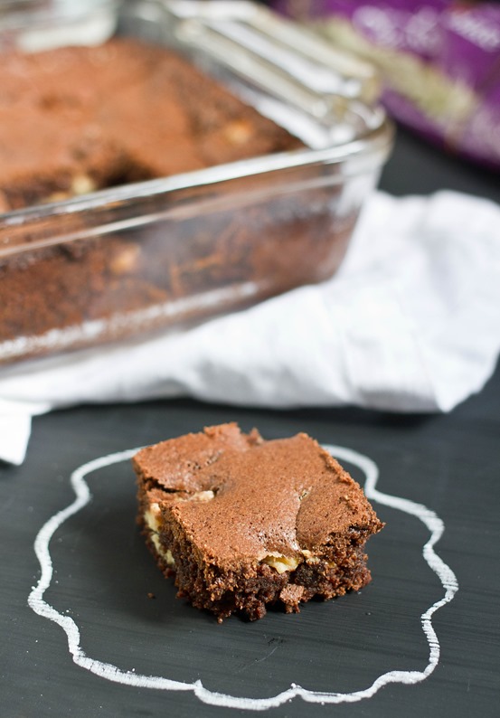 white chocolate peppermint brownies serving