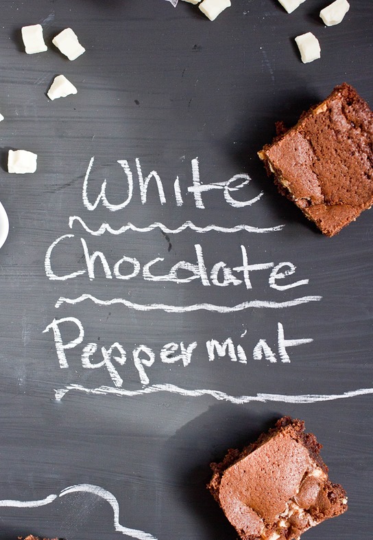 white chocolate peppermint brownies writing