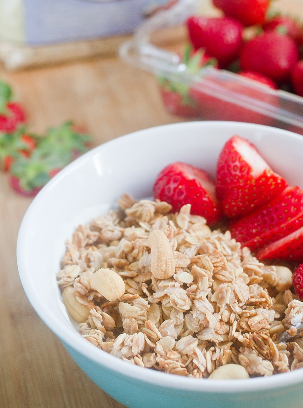 Strawberry Cashew Granola Serving