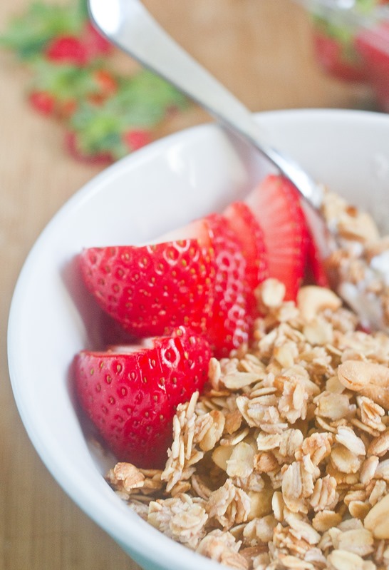 Strawberry Cashew Granola Strawberries