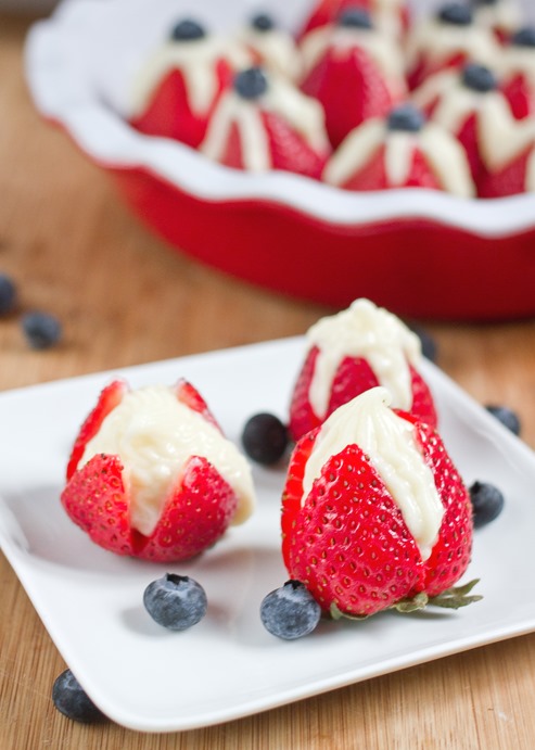 Red, White and Blue Stuffed Strawberries Serving
