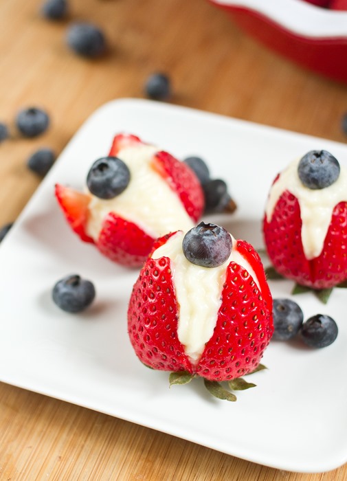 Red, White and Blue Stuffed Strawberries