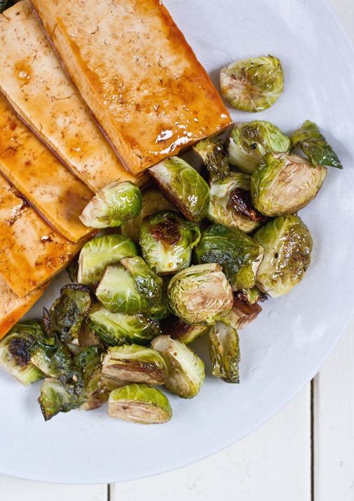 Roasted Balsamic Brussels Sprouts On Plate