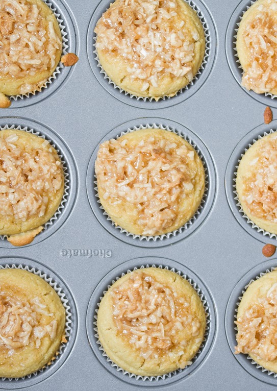 Coconut Caramel Muffins Overhead